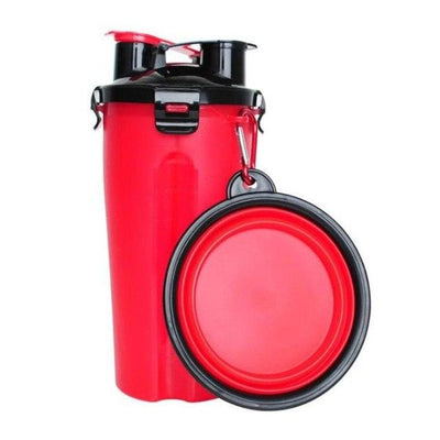 2-IN-1 PET TRAVEL WATER & FOOD BOTTLE WITH 2 FOLDABLE BOWLS