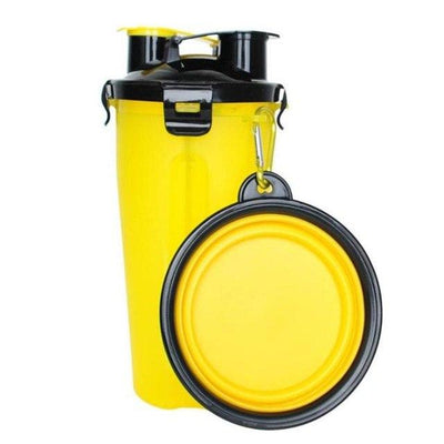 2-IN-1 PET TRAVEL WATER & FOOD BOTTLE WITH 2 FOLDABLE BOWLS